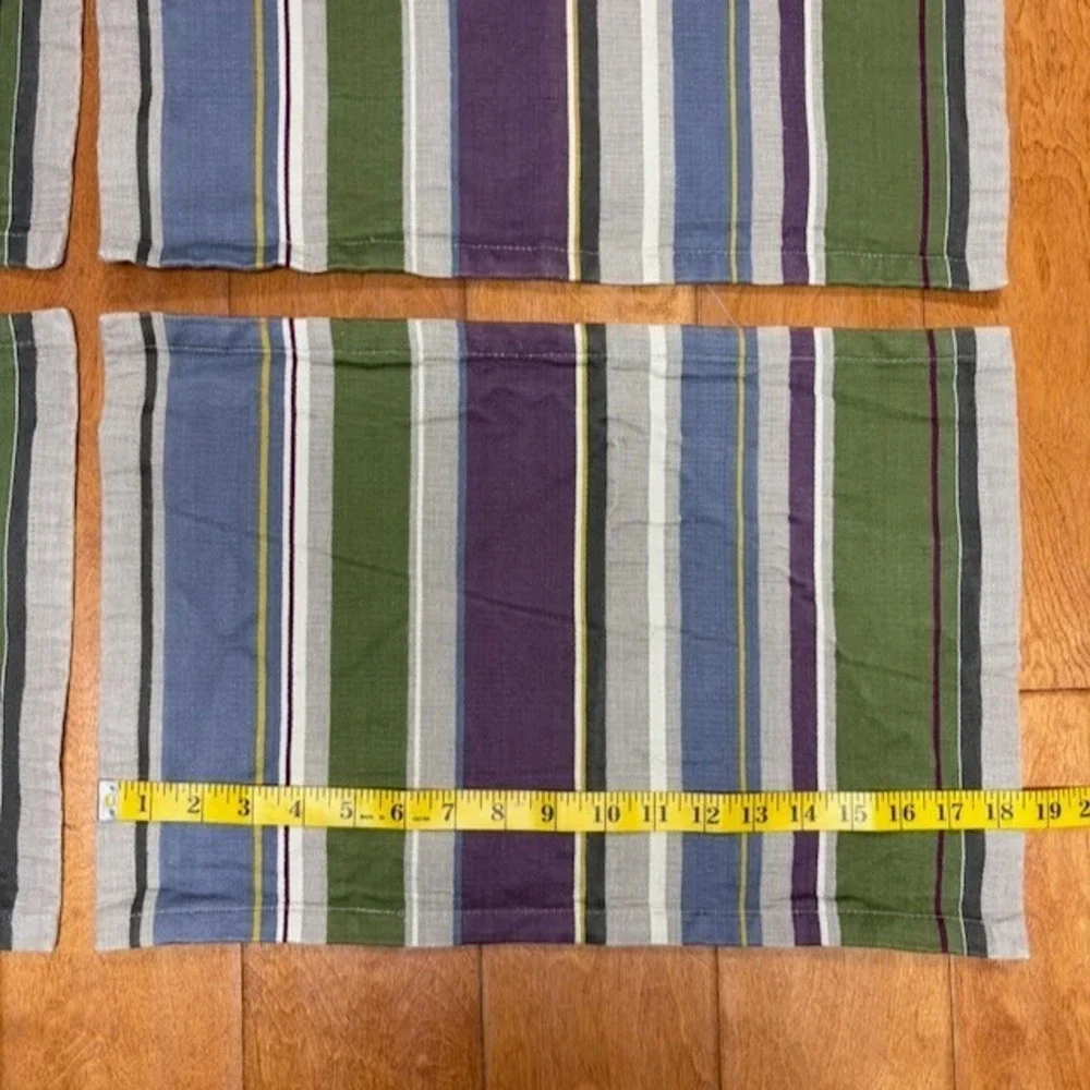 Crate & Barrel Placemats Set of 4 100% Cotton Terrance‎ Stripe Made in India
